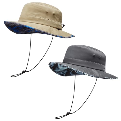 Image of UPF 50+ Foldable Sun Hat Patterned Under Brim Bucket Hats for Summer Hiking Fishing Beach Safari Men Women