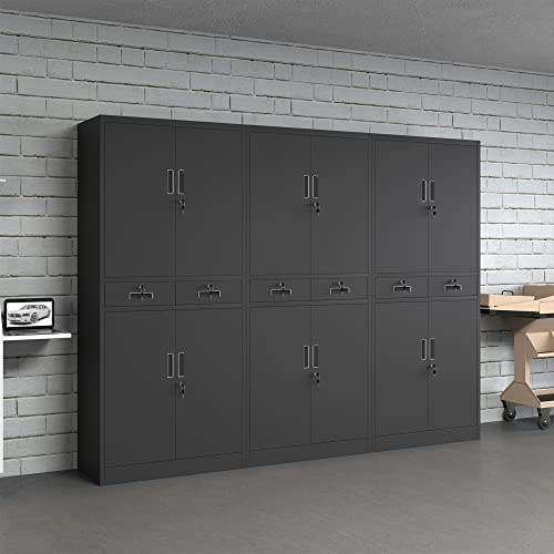 Jinkur Metal Storage Cabinet With Locking Doors And Adjustable Shelves, Lockable Storage Cabinets With Drawers For Home Office Garage Kitchen Pantry (Black) #TOP4