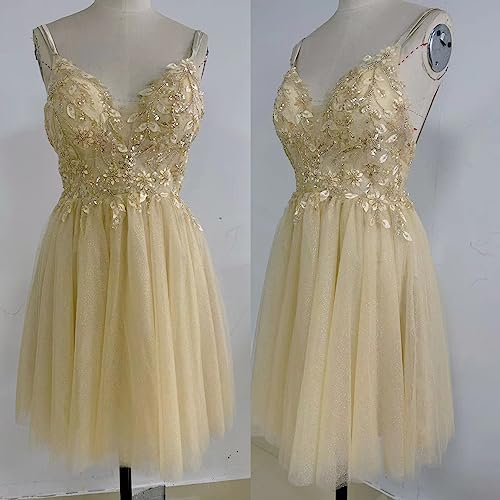 Teens Sparkly Beaded Homecoming Dresses Juniors Lace V Neck Short Prom Dresses Tulle Ball Gowns4