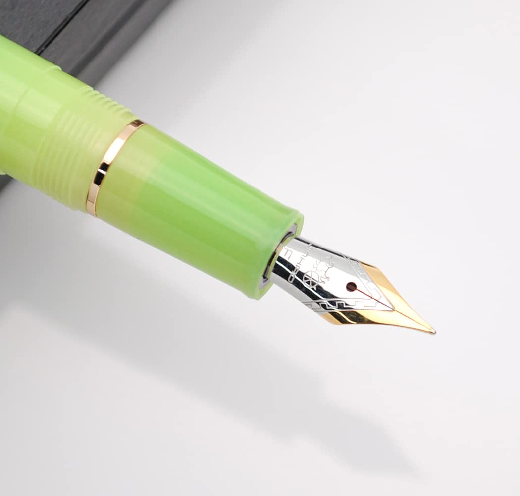 JINHAO 82 Celluloid Fountain Pen Acrylic Ink Pen with Ink Converter (Fine Nib, Gold Clip-Transparent Green) - Image 2