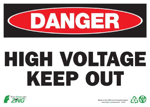 Panneau danger high voltage keep out en polystyrène recyclé contre l'intrusion