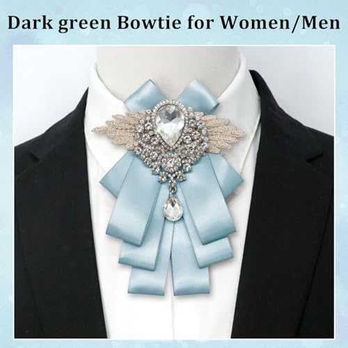 Image of Luckyvestir Womens Mens Bow Tie Ribbon Black Rhinestone Bow Ties Men Large Crystal Bowknot Bowtie for Wedding Party Banquet