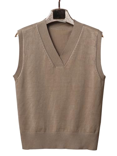 Image of Wowcarbazole Women's V Neck Sweater Vest Sleeveless Ribbed Knit Pullover JK Uniform Classic Basic Tank Tops