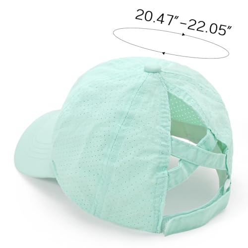 Girls Criss Cross Ponytail Hat Baseball Cap Adjustable High Messy Bun Trucker Ponycap Quick Dry Girls Hats for Kids Ages 7-122