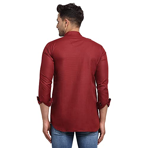 Image of SAIFOO Men's Rich Cotton Blind Short Kurta