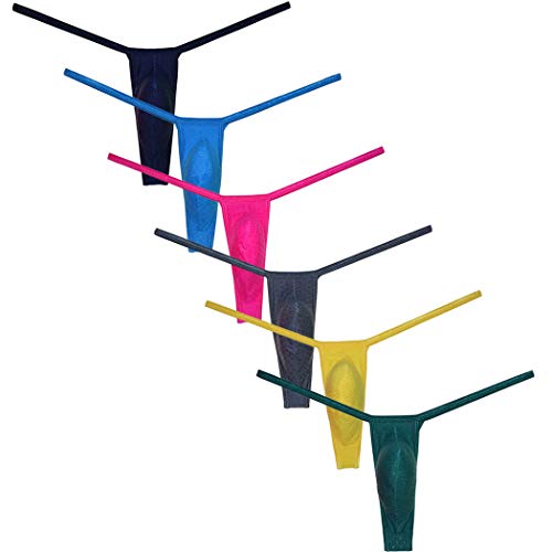 OROCOJUCO Men's Power Spandex Thong Underwear Shiny G-String Low Rice Bikini T-back