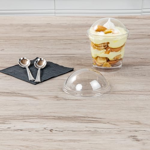 Restaurantware LIDS ONLY: Mini Serve Dome Lids, 100 Disposable Round Covers - Cups Sold Separately, Stackable, Clear Plastic Dessert Cup Lid, Fits 6 Ounce Cups, For Dessert Delivery Orders by Restaurantware - Image 3