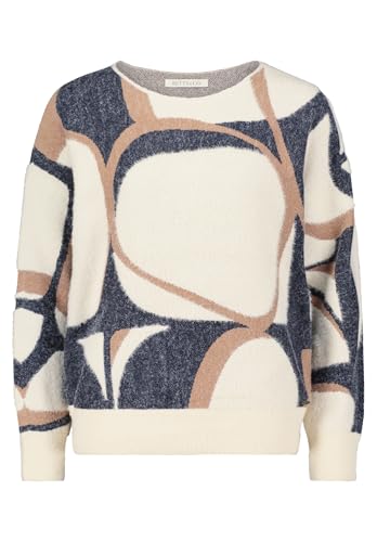 Betty & Co Damen Strickpullover mit Effektgarn 46, Weiß/Dunkelblau