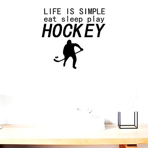 Bibitime Life Is Simple Eat Sleep Play Hockey Signs Sayings Quotes Athlete Silhouette Vinyl Sticker For Sport Boys Fans Bedroom Wall Decal #TOP5