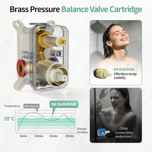 Image of SR SUN RISE 10 inch Shower Faucet Set with Shower Slide Bar,Brushed Nickel