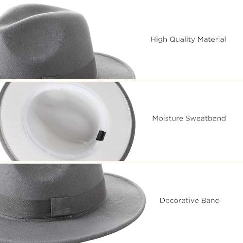 Image of BABEYOND 1920s Fedora Hat for Men Gatsby Wide Brim Fedora Hat Felt Panama Cap with Band for Women Men