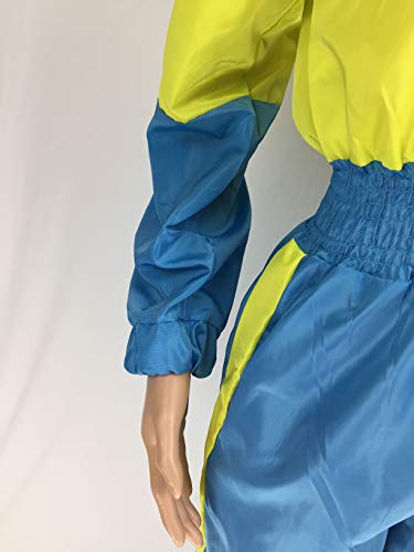 Voikerdr Women Colorblock One Piece Outfits Set High Waist Pants Long Sleeve Zipper Front Windbreaker Jumpsuit Blue Xl #TOP2