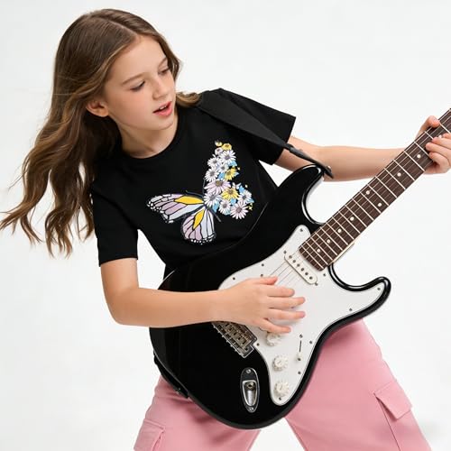 Image of Ayzozuy Kid Girl Clothes Outfits Figure Letter Graphic Tee Top + Flap Pocket Pants 2PC Clothing Set