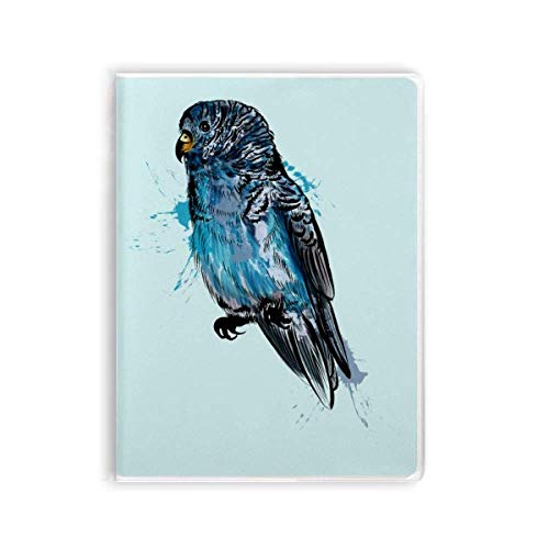 Carnet de notes à couverture souple bleu au motif perroquet et oiseau
