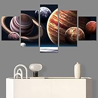 SIGNWIN 5 Panel Canvas Wall Art Modern Art Astronomy & Space Colorful Cosmic Decorative Elements Multicolor Photography for Home Decorations Ready to Hang - 60