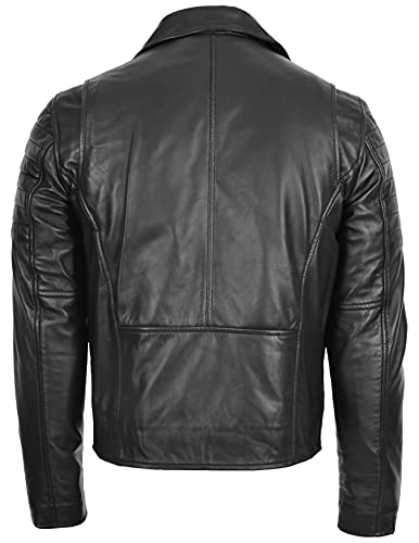 Chaqueta Biker de Cuero para Hombre Negra miniatura 2