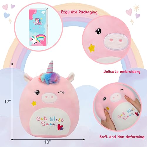 Image of Easfan Get Well Soon Unicorn Plush Pillow Soft Plush Toy Get Well Soon Gifts for Kids Patient Feel Better for Women Throw Pillow Sofa Cushion Home Decoration