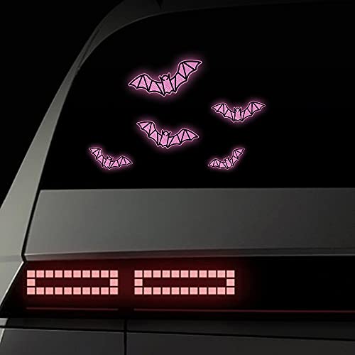 Dreothy Halloween Decor 5Pcs/Set Bat Reflective Stickers,Safety Warning Sign Bat Decals And Stickers For Car Body Bumper Window Helmets Car Styling Auto Exterior Accessories(Purple) #TOP1