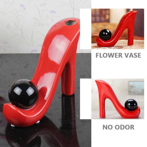 Vase à talons hauts rouge en céramique minimaliste design - 4