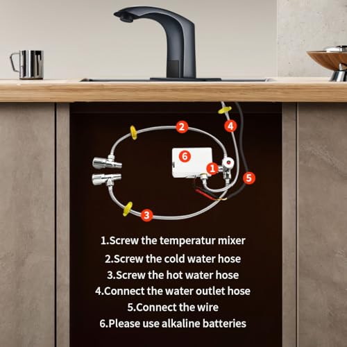 Bodqemr LX6205 Automatic Sensor Touchless Bathroom Sink Faucet Black Single Hole Hands-Free Battery Powered Solid Brass Faucet thumb #5