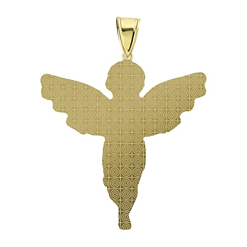 10K Gold Praying Angel Charm Pendant Diamond-Cut 10K Yellow White Gold2