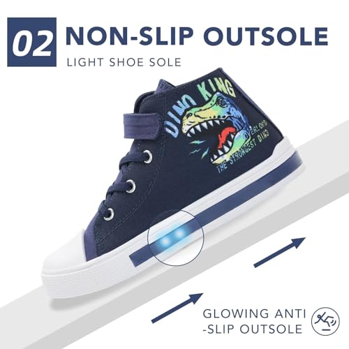 Boys Girls Light Up Shoes Toddler Canvas Sneakers Kids High Top Fashion Shoe3
