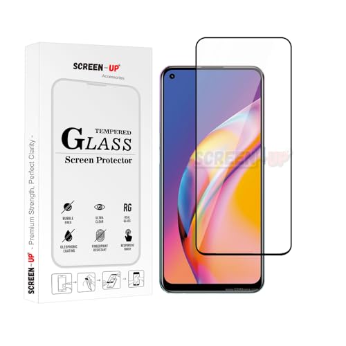 Image of ScreenUp Tempered Glass For Oppo Reno 5 Lite /Reno 5 Z Reno 5 F - Ultra Clear, 9H Scratch Resistant, Full Coverage, Easy Install Screen Protector