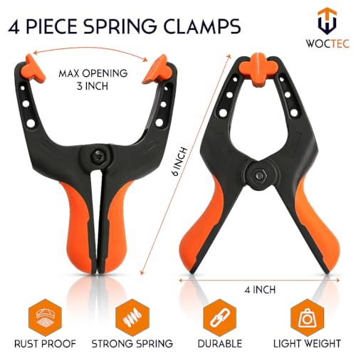 Image of Spring Clamps 6 Inch Pack of 4 Heavy Duty Plastic Clamps for Woodworking Backdrop & Pool Cover Clips with 3 Inch Jaw Opening for Photography, DIY Crafts Projects, Cover Holding and Wood Gluing