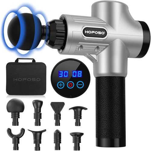 Pistola de Masaje Muscular, Eléctrica Masajeador de Músculos de Tejido Profundo Hasta 4800 RPM, 30 Velocidades, 8 Cabezales de Masaje, Pantalla LCD Táctil, Carga Tipo-C (Blanco Plata) Pistola de Masaje Muscular, Eléctrica Masajeador de Músculos de Tejido Profundo Hasta 4800 RPM, 30 Velocidades, 8 Cabezales de Masaje, Pantalla LCD Táctil, Carga Tipo-C (Blanco Plata)