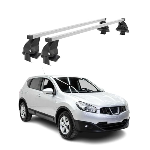 Menabo Dachträger Grundtäger kompatibel mit Nissan Qashqai J10 2006-2014 Stahl 50kg Silber 2tlg Ohne Reling für Fahrradträger, Dachboxen, Skiträger Abschließbar Menabo Dachträger Grundtäger kompatibel mit Nissan Qashqai J10 2006-2014 Stahl 50kg Silber 2tlg Ohne Reling für Fahrradträger, Dachboxen, Skiträger Abschließbar