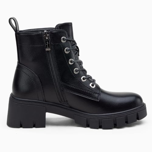 Image of Vepose Women's Lace-Up Combat Ankle Boots with Chunky Platform Heel