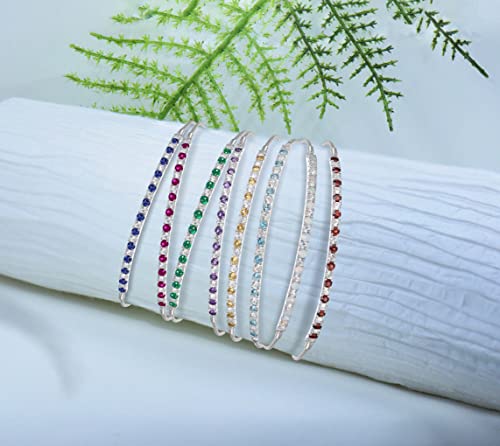 Tirafina Blue Topaz And Lab-Created White Sapphire Adjustable Bolo Bracelet, Sterling Silver, Easy-On Easy-Off (6, 7 And 8 Inch Wrist Size) #TOP6