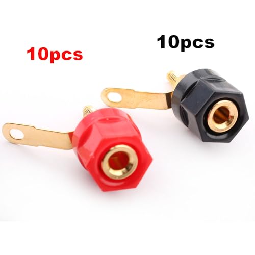 RUNCCI-YUN 20Pcs 4mm Banana Jack Socket Female Adapter Panel Mount Binding Post for 4mm Banana Plug Connectors Speaker Cable Connectors(Length 1.1" / 29mm Black and Red) - Image 2