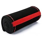 Akozon Weiche Samt Leder Handgenähte Auto Lenkradabdeckung Verschleiß Resistente Antislip -Abdeckung 15in (Rot)