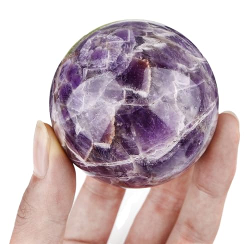 Dream Amethyst Crystal Sphere Ball Purple Decorative Sphere Crystal Ball Prop Ornament for Feng Shui Divination Fortune Telling 