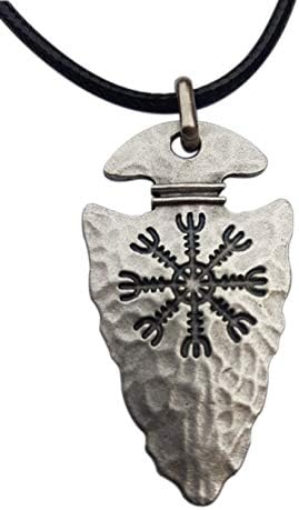Punta de flecha colgante collar VIKINGS. Runa vikinga de protección. Aegishjalmur, talismán nórdico celta Vegvisir bañado en plata. Original idea de regalo fans de Fantasy, Cosplay. Joya artesanal