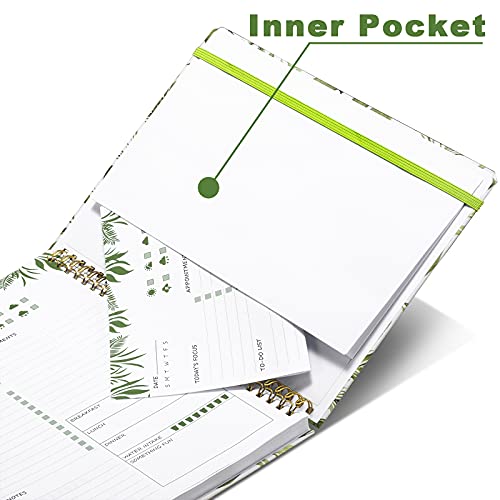 Utytrees Daily Planner Undated: 5.7"X8.5" Daily To Do List Notebook, Efficient Life Planner, Daily Journal With Inner Pocket, Meals Planner, Office Organization Notebooks For Women, Green #TOP3