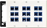 DIYTECH 18 Port Keystone Wall Plate, Double Gang, Cat 6, 3 Gang, RJ45 Female to Female Keystone Jacks - White