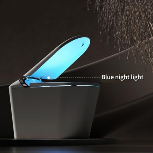 Inodoro inteligente gris con bidé integrado y asiento calefactado | Entrada de 30,5 cm, agua tibia, secador de aire caliente, descarga por sensor de pie, pantalla LED, luz nocturna estrellada, diseño monobloque miniatura 6