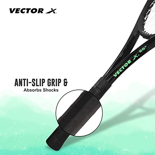 Image of Vector X VXT-520 Adult Men Recreational Tennis Racket Lightweight Aluminum Frame for Easy Swing|105 sq in Head|Pre-Strung Beginner Racquet for Outdoor Games Training & Practice (26 inch, 3 /4 Cover)