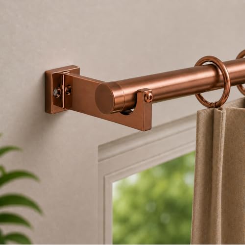 Image of Elite Aluminum Curtain Rod Brackets - Heavy-Duty Wall Mount Clamps for Curtain Rod Support for Door and Window Curtain Rods with Screw and Wall Plug - Pack of 2PCS (EliteCurve) (Rose Gold)