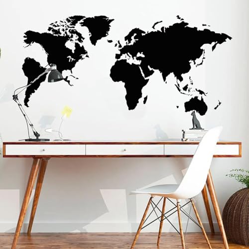 YUSENHUA Pegatina de pared autoadhesiva con mapa del mundo para decoración de oficina sala de estar dormitorio vinilo papel tapiz calcomanía de pared