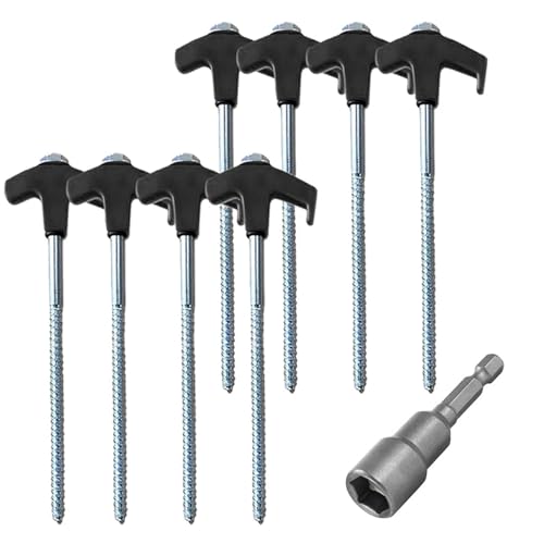 Piquets de camping robustes noirs avec vis en spirale pour tentes - 2