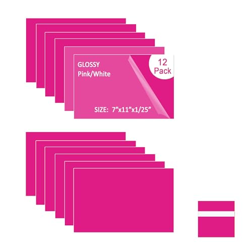 Image of XLNT TECH Engraving Blank Materials ABS Double Color Plastic Sheet, Pink /White (7 inch x 11 inch x .040 inch, 12 Pieces) for Interior Signs, Badges.