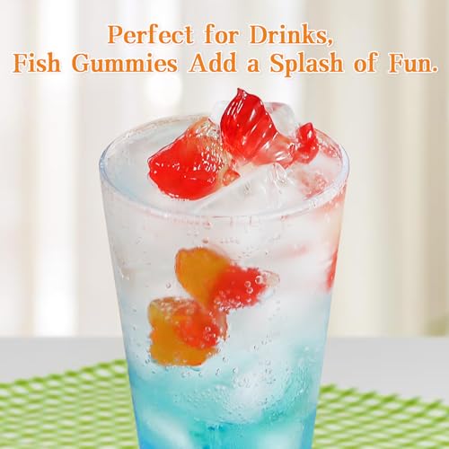 Image of Amos 4D Gummy Lucky Fish Candy -3pk, 3D Goldfish-Shaped Gummies with Mango & Peach Juice, 65g per Bag, Gluten-Free Snack