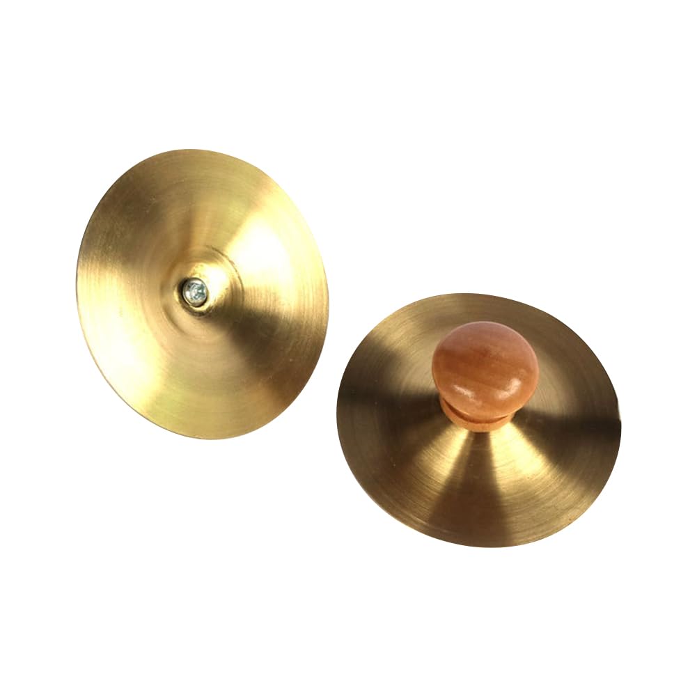 2 Pcs Hand Held Cymbals Small Practice Cymbals Metal Finger Zills Handheld Marching Cymbals Traditional Brass Drums Hand Percussion Instruments for Beginner Adults 7cm
