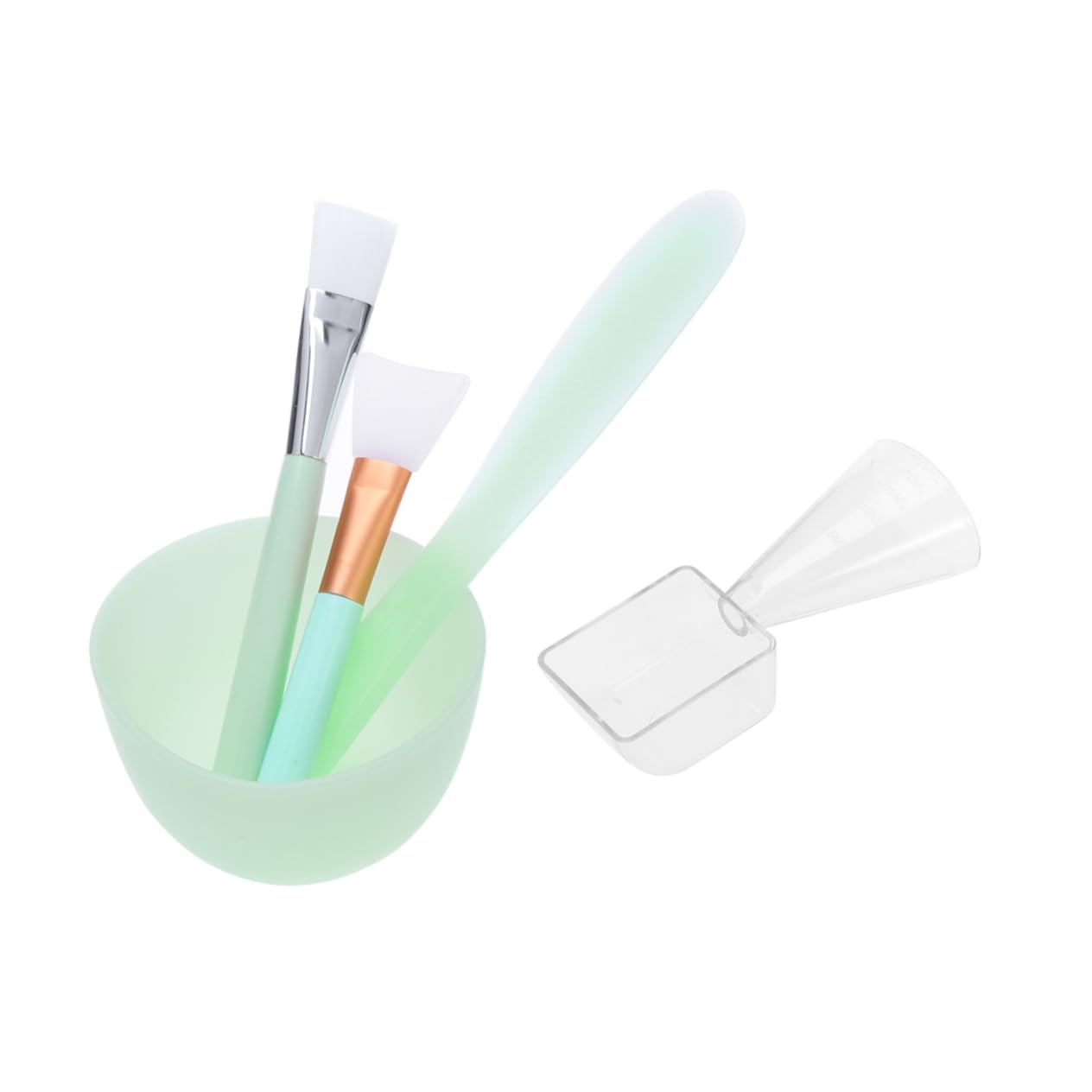 Generic 5pcs/Set Silicone Face Mask Mixing Bowl Spa Tool Set Green Facial Mask Bowl Set for DIY Makeup