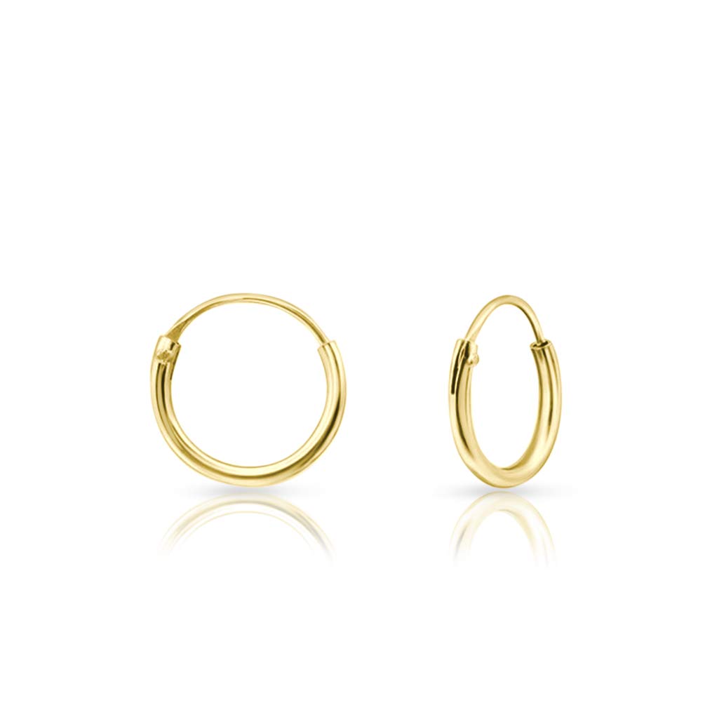 DTPsilver Pendientes Aros Dorados Mujer - Pendientes Aro Oro Mujer - Pendientes Dorados Mujer- Aros Pendientes Hombre Oro - Piercing Nariz Aro - Pendientes Dorados Grandes - Pendientes de Todos los Tamaños