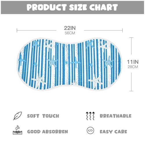 Blue White Starfish Cotton Baby Burp Cloth Breathable spit up Rags for Unisex Set of 2, 22x11in4