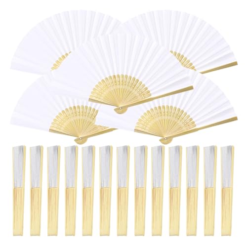 Lot de 18 Eventail Mariage, Eventail Blanc de Mariage, Eventails en Papier, Blanc Eventail Mariage, Eventail Éventails, Éventail à Main, Éventail Pliable pour Mariage Cadeaux Invités Décoration Murale